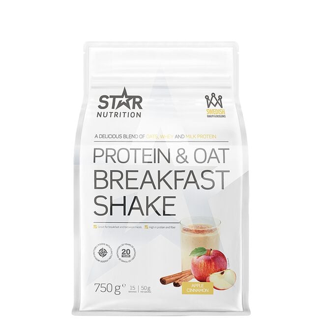 Star nutrition protein and oat breakfast shake apple cinnamon Protein & Oat Breakfast Måltidsersättnings Shake 750 g Apple/Cinnamon