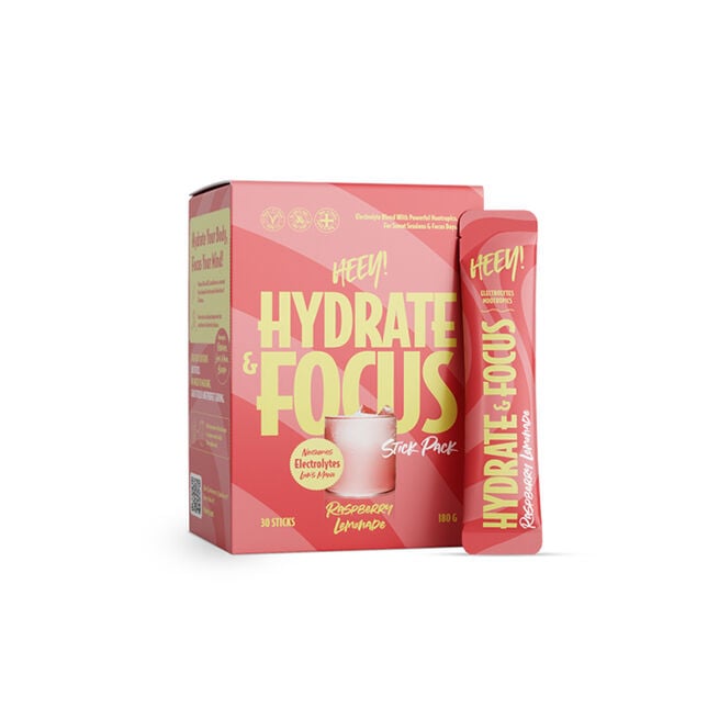Hydrate & Focus Elektrolyter, Raspberry Lemonade, Stick Pack 30 Hydrate & Focus Elektrolyter Stick Pack 30 Rasberry Lemonade