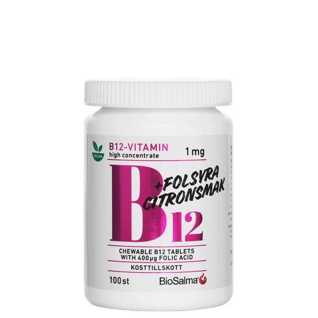 B12 Vitamin 1mg + Folsyra, 100 tabletter 