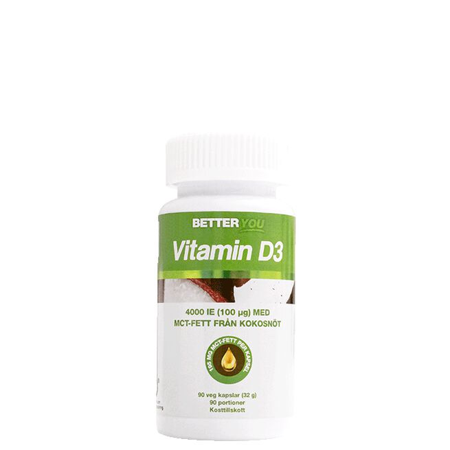 Vitamin D3 4000 IE + Kokosolja, 90 kapslar