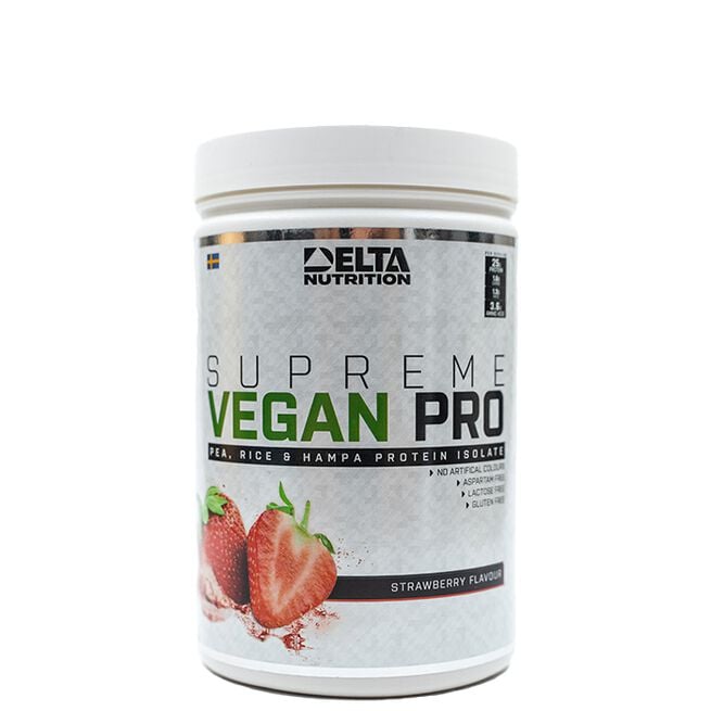 Supreme Vegan PRO, 900 g, Strawberry Supreme Vegan PRO Veganskt Proteinpulver 900 g Strawberry