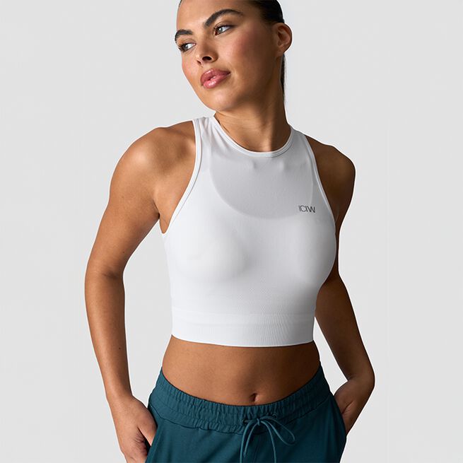Define Seamless Cropped Tank Top, White, L  Define Seamless Cropped Linne Vit