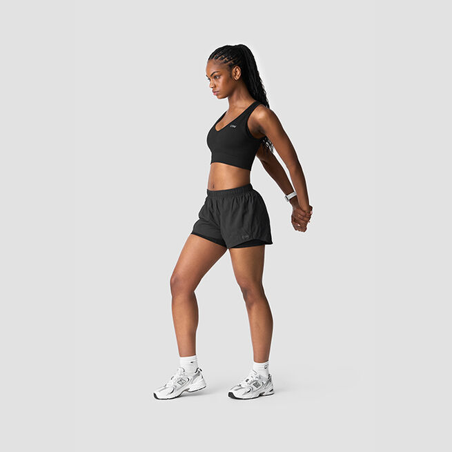Ribbed Define Seamless Cropped V-neck Tank Top, Black Ribbat Seamless Croppad Träningstopp Svart