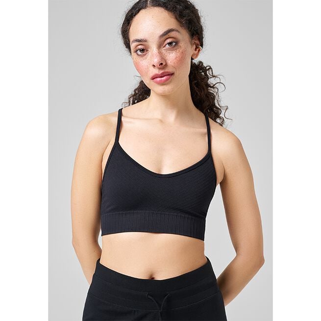 Seamless Graphical Rib Sports Top, Black, S Seamless Graphical Rib Sports Top, Black