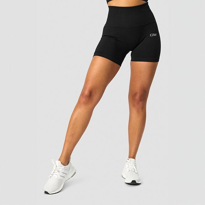 Ribbed Define Seamless Pocket Shorts, Black, L Define Träningsshorts Svart