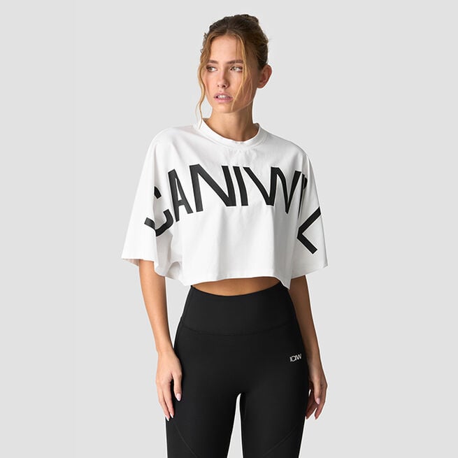 ICIW Contrast Cropped Logo T-shirt, White Contrast Croppad T-shirt Vit