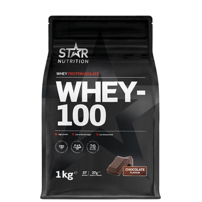 Star nutrition Whey-100 Chocolate Whey-100 Vassleprotein 1 kg Choklad