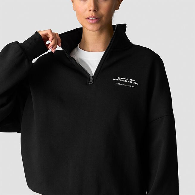 Everyday 1/4 Zip Crewneck, Black, L  Everyday 1/4 Zip Crewneck Svart