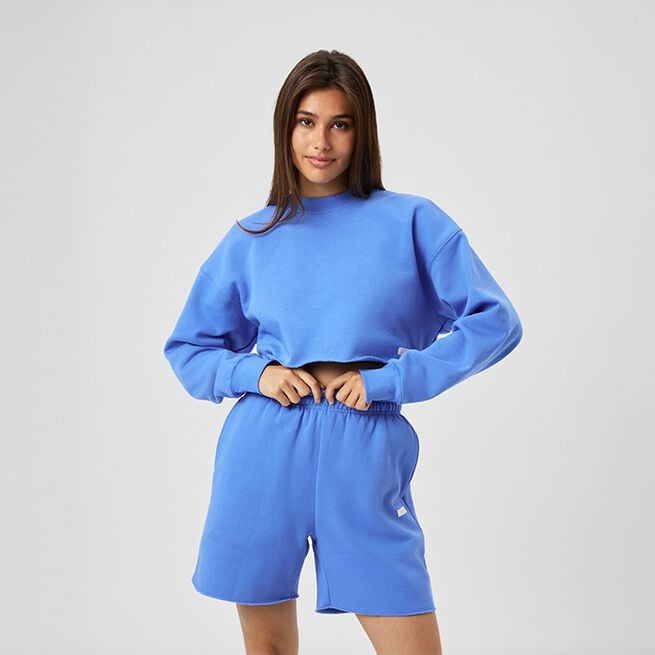 Studio Oversized Cropped Sweatshirt, Ultramarine, L  Studio Oversized Croppad Sweatshirt Marinblå