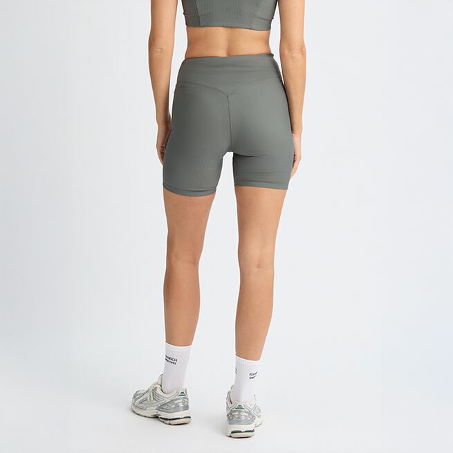 Ribbed R Bike HW Tights, Gunmetal, S  Ribbade Cykelshorts Grön