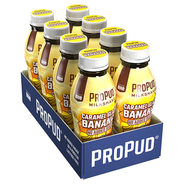 8 x ProPud Protein Milkshake, 330 ml Caramel Glazed Bananas