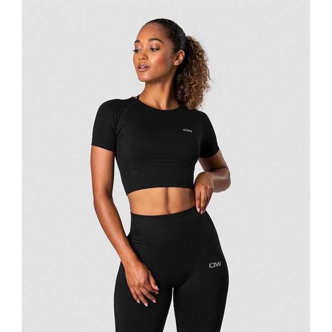 Define Seamless Cropped T-shirt Wmn, Black, L Define Seamless Cropped T-shirt Wmn, Black