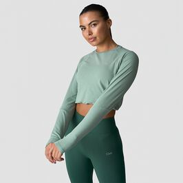Define Cropped Adjustable Long Sleeve, Light Moss, L  Define Långärmad Tröja Grön