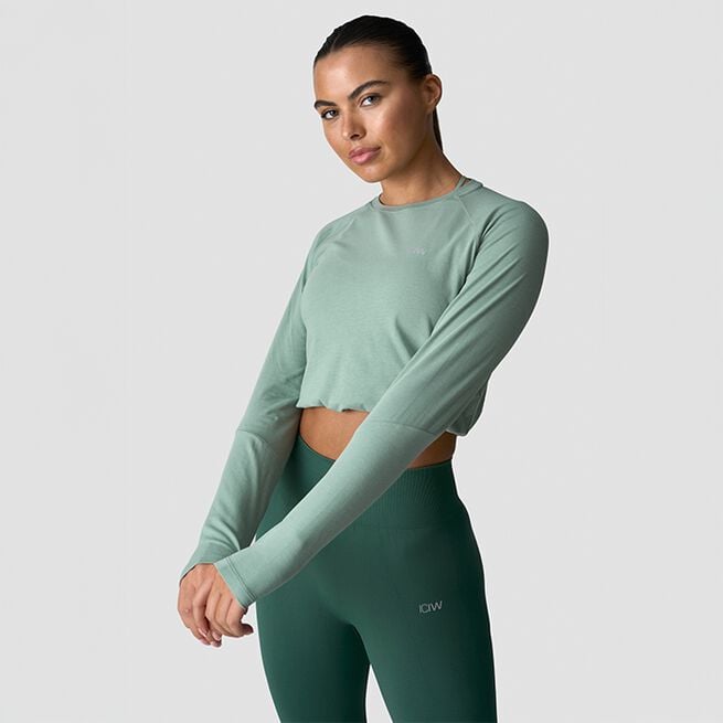 Define Cropped Adjustable Long Sleeve, Light Moss, L  Define Långärmad Tröja Grön