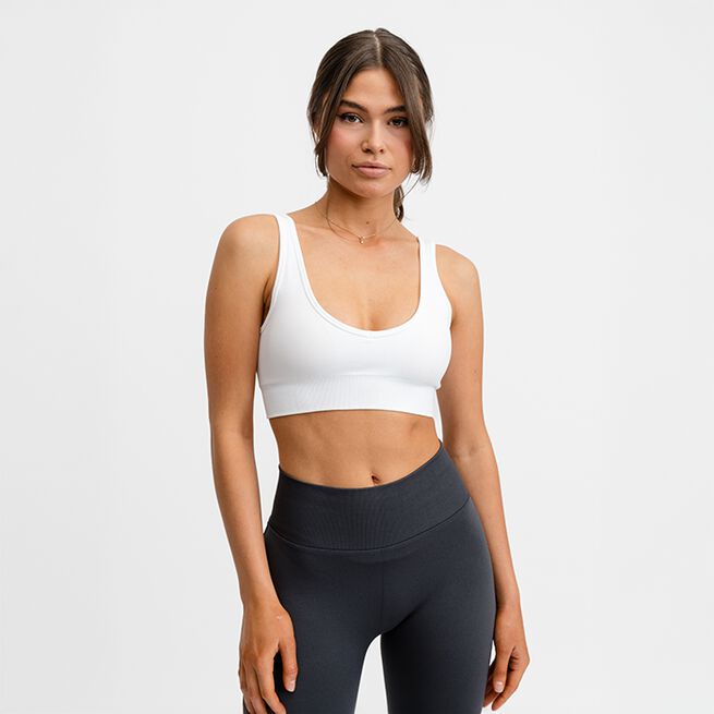Seamless Deep V Bra, White, XS  Sport-Bh Vit