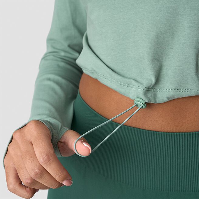 Define Cropped Adjustable Long Sleeve, Light Moss, L  Define Långärmad Tröja Grön