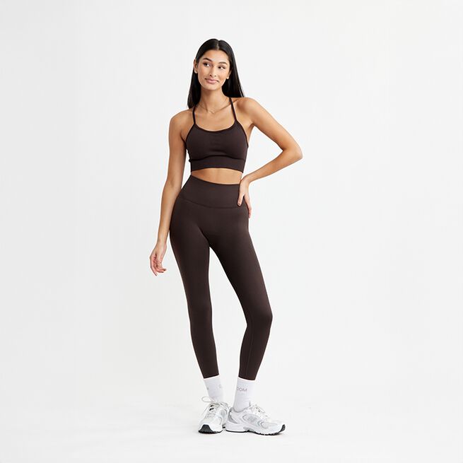 Signature Seamless Tights, Dark Brown, S  Träningstights Mörkbrun