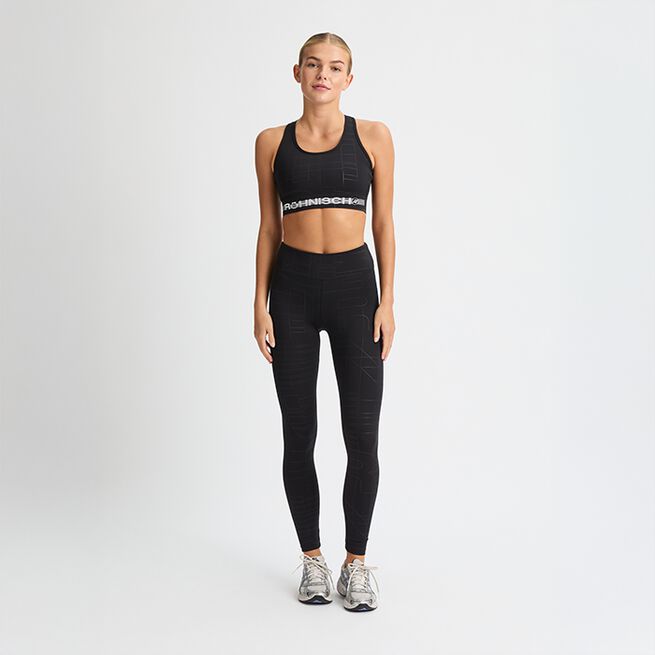 Logo Effect High Waist Tights, Black Logo Emboss, L  Logo Effect Emboss Tights Svart