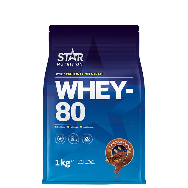 Star Nutrition Chocolate peanut whey-80 Whey-80 Vassleprotein 1 kg Chocolate Peanut