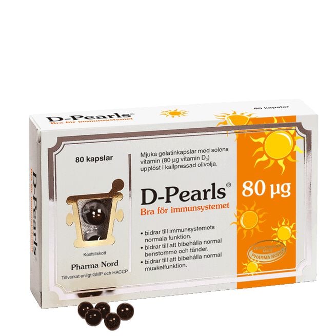 D-Pearls 80 µg (3200 IE) Pharma Nord D-Pearls 80 µg (3200 IE) 80 kapslar