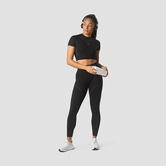 Ultra Seamless Cropped T-shirt Wmn, Black