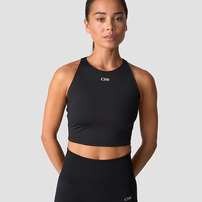 ICIW Contrast Cropped Tank Top, Black Contrast Träningstopp Svart