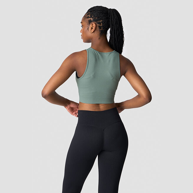 Ribbed Define Seamless Cropped V-neck Tank Top, Racing Green Ribbat Seamless Croppad Träningstopp Grön