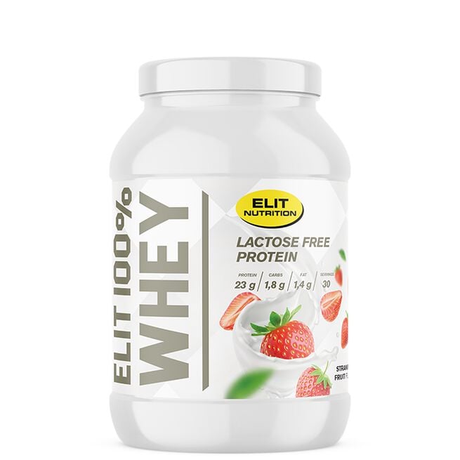 ELIT 100% Whey Lactose free, 900 g, Strawberry Fruit  ELIT 100% Whey Laktosfritt Proteinpulver 900 g Strawberry Fruit