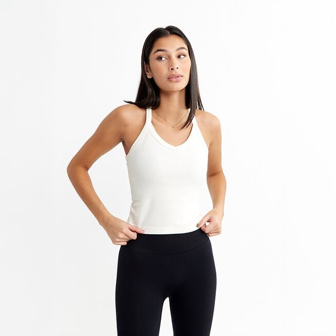 Ribbed Sports Tank Top, White, XS  Träningslinne Vit