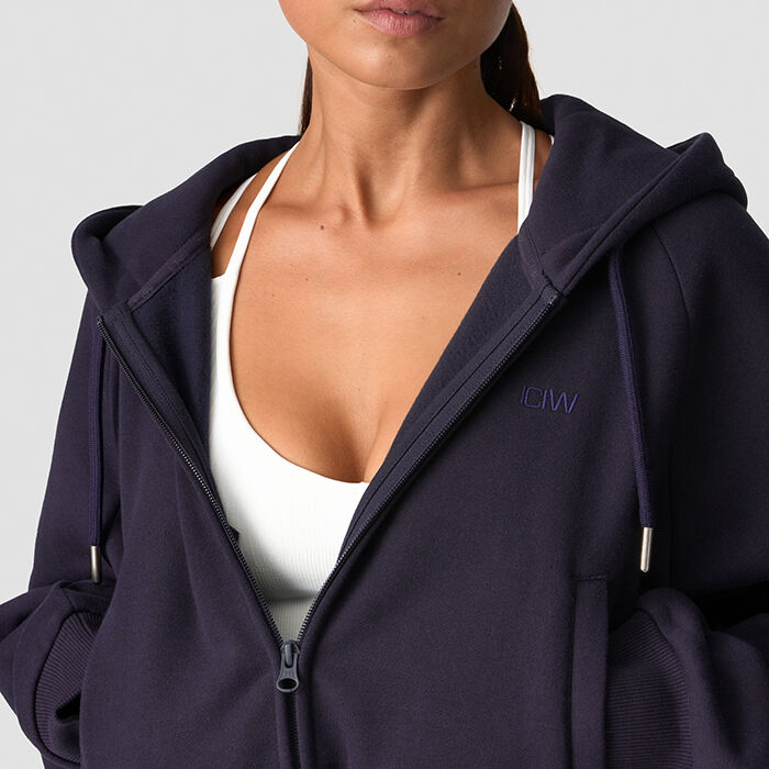 Everyday Cropped Zip Hoodie Wmn, Night Purple