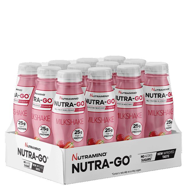 12 x Nutra Go Milkshake, 330 ml, Strawberry 12 x Nutra Go Protein Milkshake 330 ml Strawberry