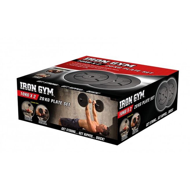 Iron Gym 20kg Plate Set, 10kg x 2 (Add ons)  Viktskivor Paket 20 kg 25 mm 2 x 10 kg