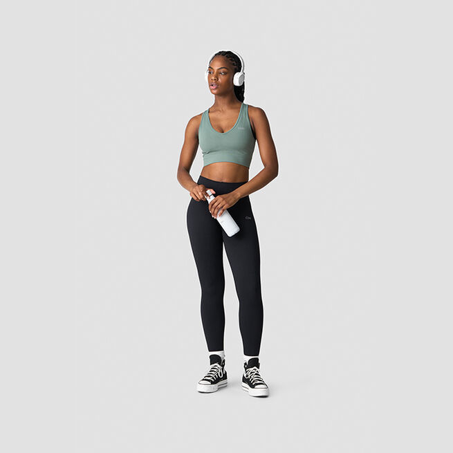 Ribbed Define Seamless Cropped V-neck Tank Top, Racing Green Ribbat Seamless Croppad Träningstopp Grön