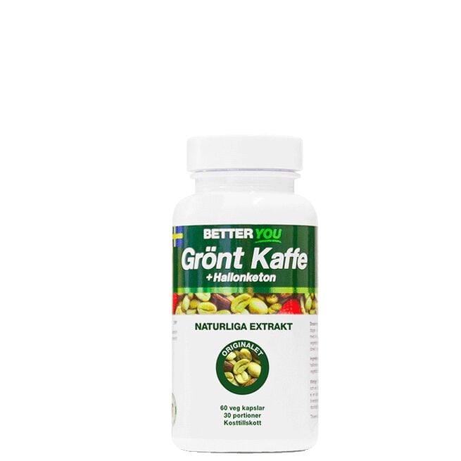 Grönt kaffe + hallonketon, veg. 60 kapslar Better You Grönt Kaffe + Hallonketon 60 kapslar