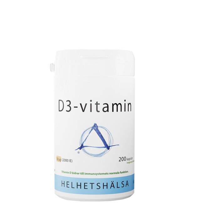 Helhetshälsa D3-vitamin, 50 µg, 2000 IE, 200 kapslar