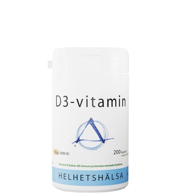 Helhetshälsa D3-vitamin, 50 µg, 2000 IE, 200 kapslar D3-vitamin 50 µg 2000 IE 200 kapslar