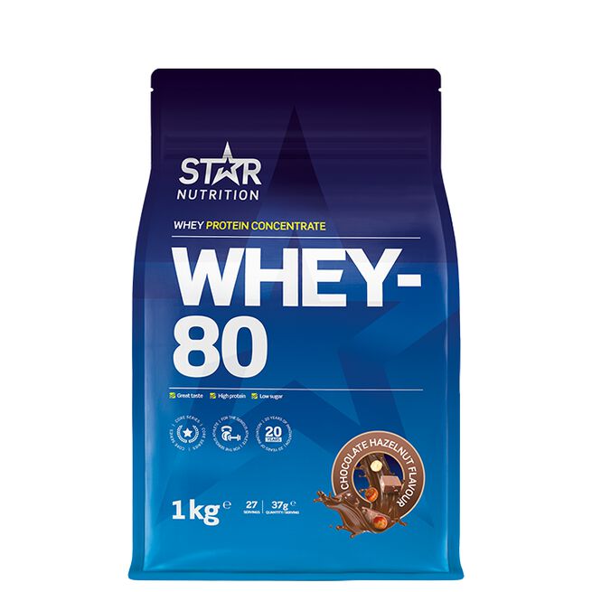 Whey-80, 1 kg, Chocolate Hazelnut Whey-80 Vassleprotein 1 kg Chocolate Hazelnut