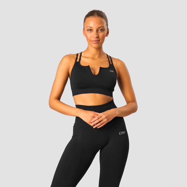 Ribbed Define Seamless Strappy Bra Black