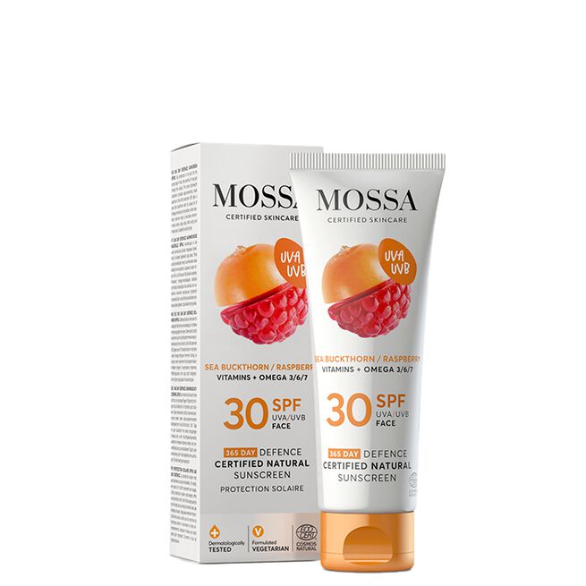 MOSSA 365 Days Defence Certified Natural sunscreen, 50 ml Naturligt Solskydd för ansiktet SPF30 50 ml