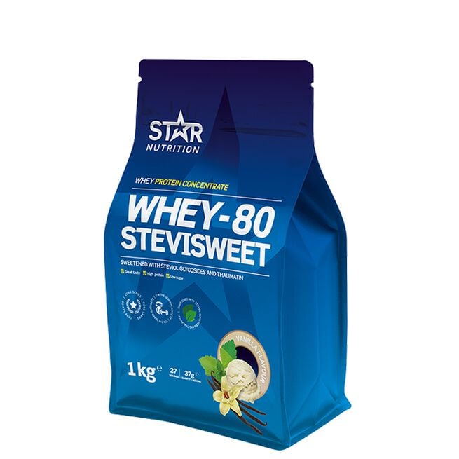 Star nutrition Whey-80 Stevisweet Vanilj Vanilla Whey-80 SteviSweet Vassleprotein 1 kg Vanilla