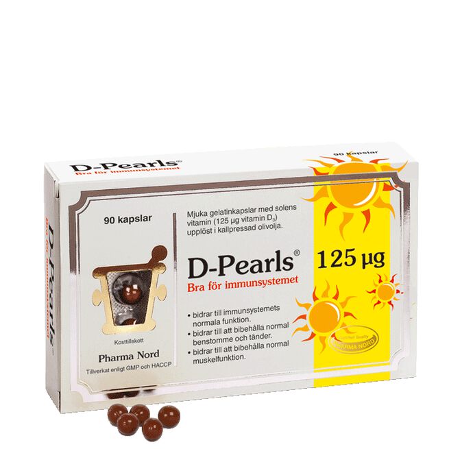 D-Pearls 125 µg (5000 IE) Pharma Nord D-Pearls 125 µg (5000 IE) 90 kapslar
