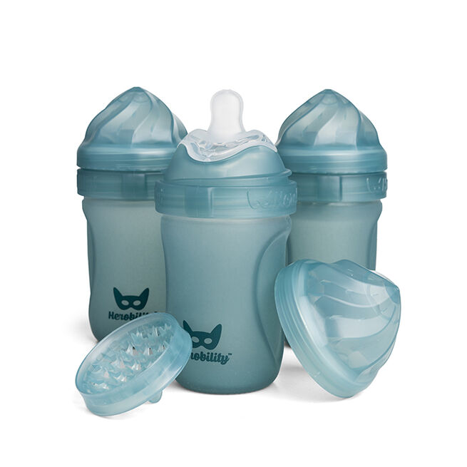 Heat Sensing Glass Baby Bottle 220ml/7oz (3-Pack) Teal Nappflaskor Blå 220 ml 3 pack