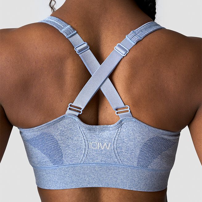 Soft Seamless Adjustable Sports Bra, Metal Blue Melange, L  Soft Seamless Justerbar Sport-BH Blå