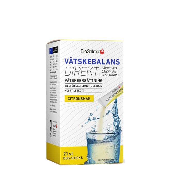 BioSalma Vätskebalans Direkt Citron Sticks Vätskebalans Direkt Vätskeersättning 21 portionspåsar Citron