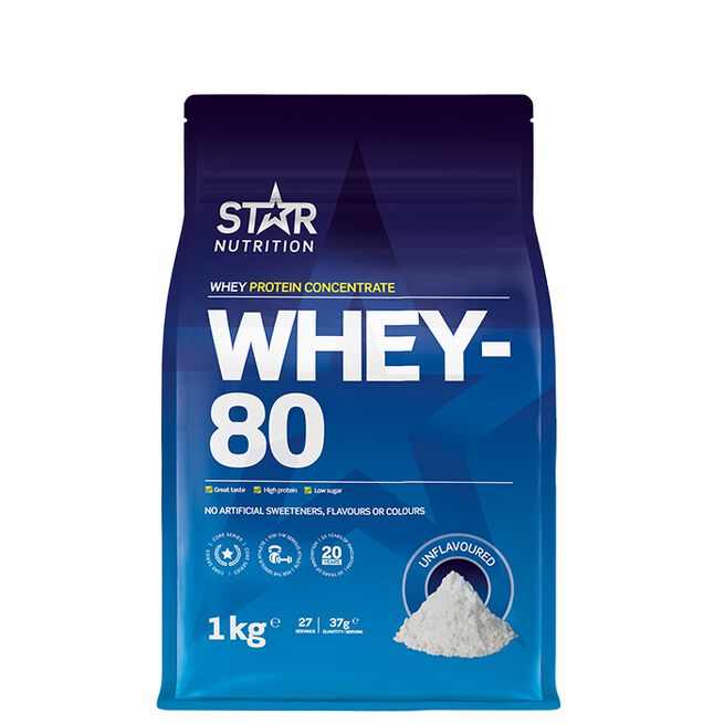 Star nutritio whey-80 protein shake Unflavoured Whey-80 Vassleprotein 1 kg Naturell