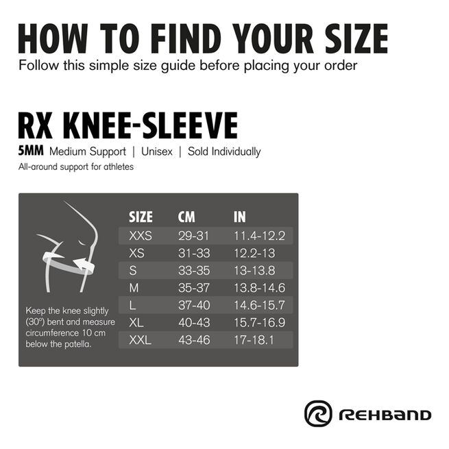 RX Knee Sleeve 5mm Arctic/White, 2XL  RX Knästöd 5mm Vit