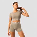 ICANIWILL Define Seamless Logo T-shirt Crop Top, Taupe