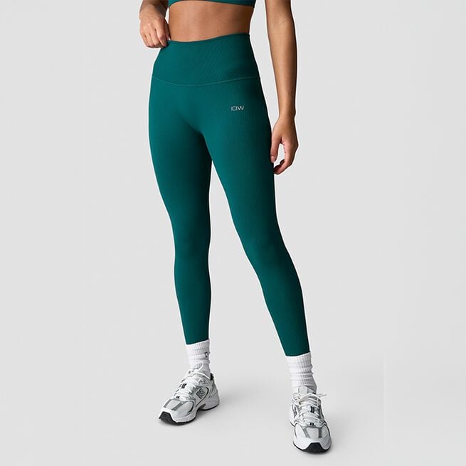 Ribbed Define Seamless Pocket Tights, Forrest Green, L Ribbed Define Seamless Pocket Tights Grön