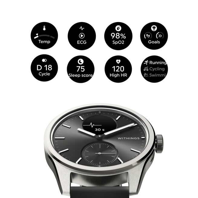 Withings Scanwatch 2, 42mm, Black  Träningsklocka Scanwatch 2 42mm Black