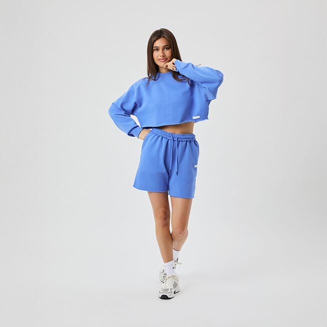 Studio Oversized Cropped Sweatshirt, Ultramarine, L  Studio Oversized Croppad Sweatshirt Marinblå